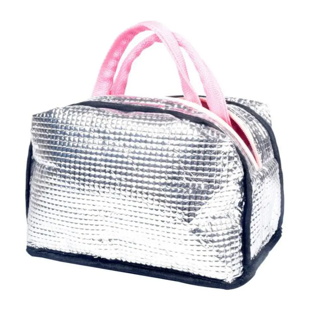 

Cactus Flamingo Pattern Cooler Bag Zipper Lunch Box Bag with Aluminum Foil Waterproof Thermal Insulation Lunch Bags for Women