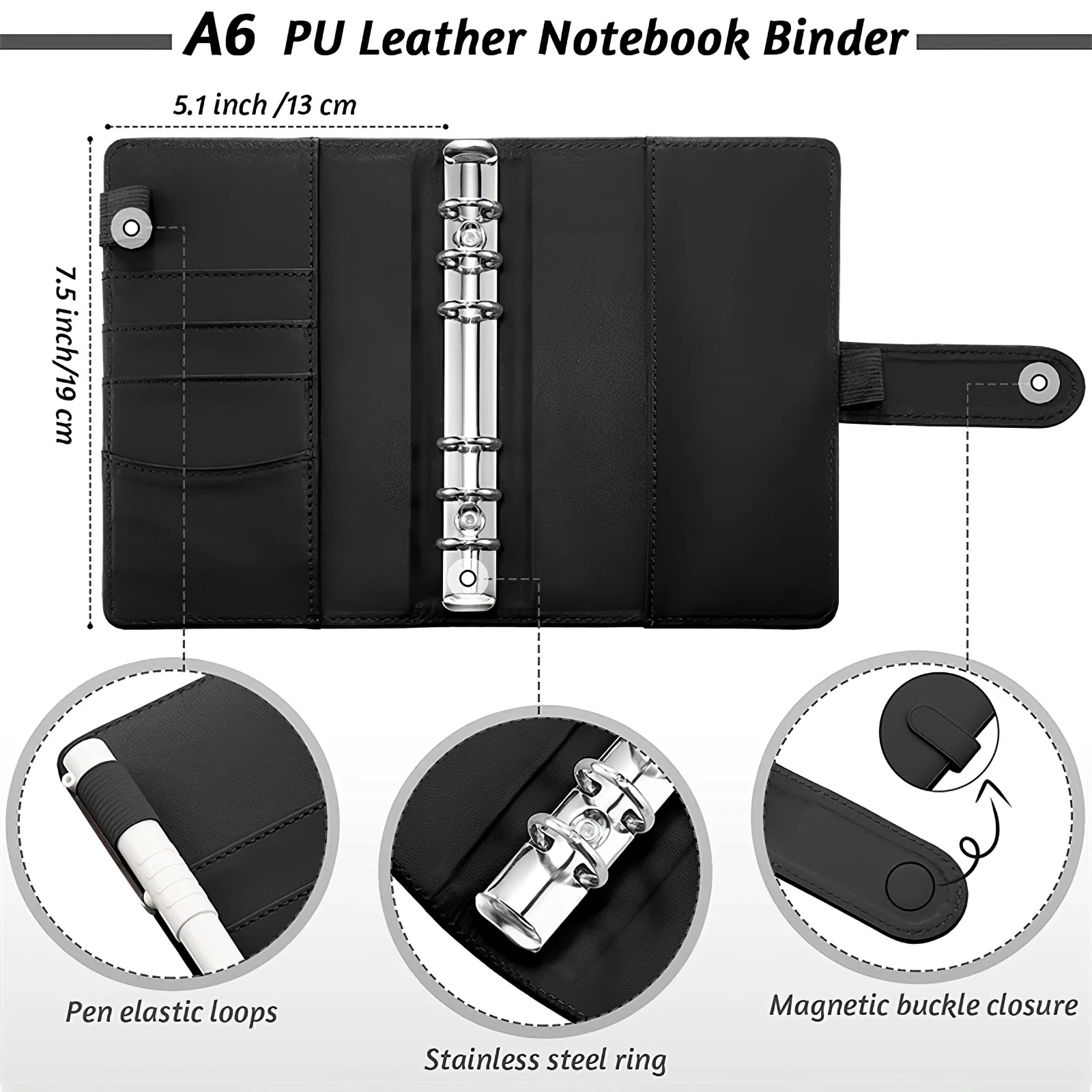 

Notebook Accessories Binder Expense Budget Table A6 Pu Leather Notebook Binder Macaron Pvc Storage Bag English Labeling Set