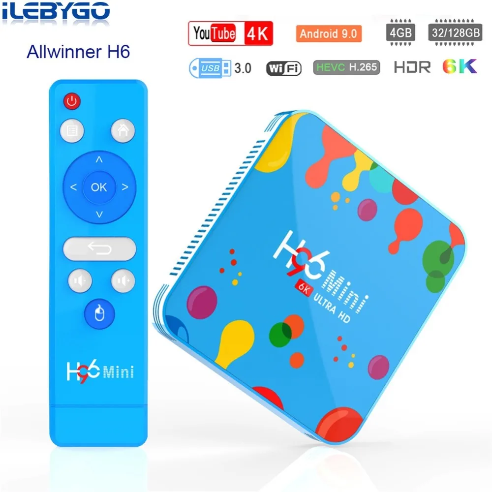 ТВ-приставка H96 MAX H6 Android 9 0 4 + 32 ГБ Allwinner ядра 1080p 6K Wi-Fi 2 ГГц | Электроника