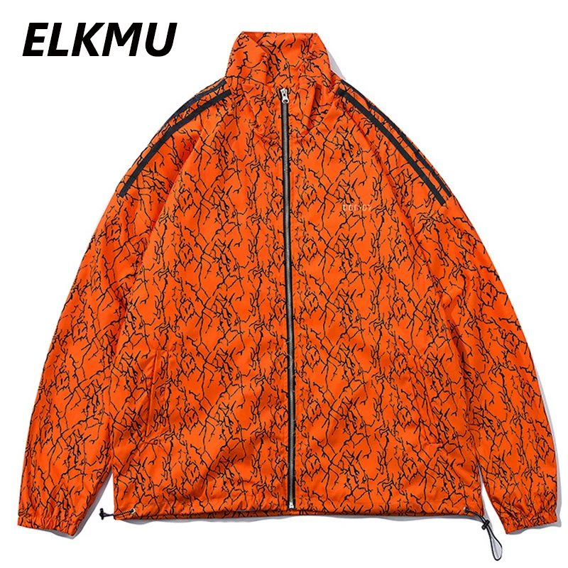 Ветровка ELKMU Мужская Светоотражающая в полоску Повседневная Уличная одежда