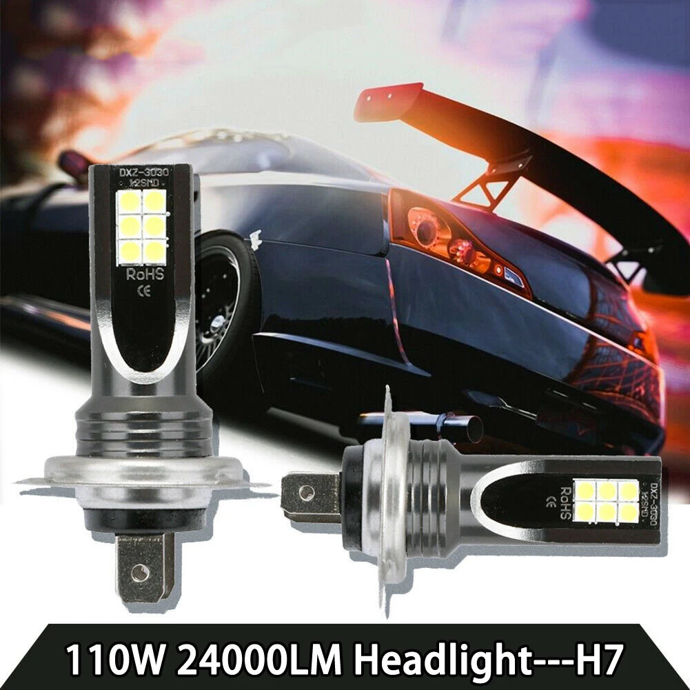 2 шт. Автомобильные светодиодные лампы H7 80 Вт 6000 лм|Передние LED-фары для авто| |