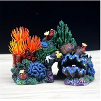 fish tank landscaping background package coral conch shell rockery resin water grass fake tree aquarium decoration supplies