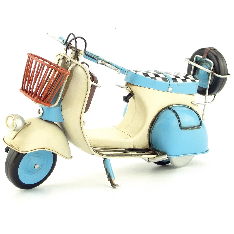 light blue Vespa модель розовый синий vintag 1955 Италия старый автомобиль металлическая игрушка 2 колеса мотоцикл 1:12 Модель двигателя для bjd Blyth кукла фотография - Цвет: light blue