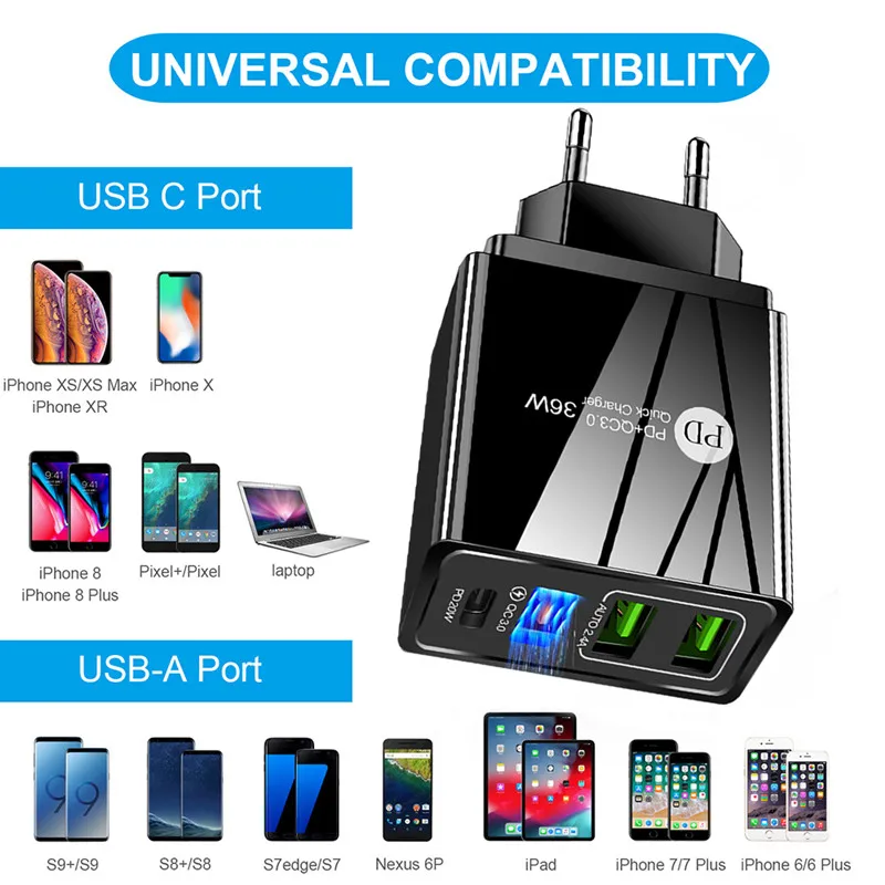 Сетевое зарядное устройство PD с USB Type-C 36 Вт | Мобильные телефоны и аксессуары