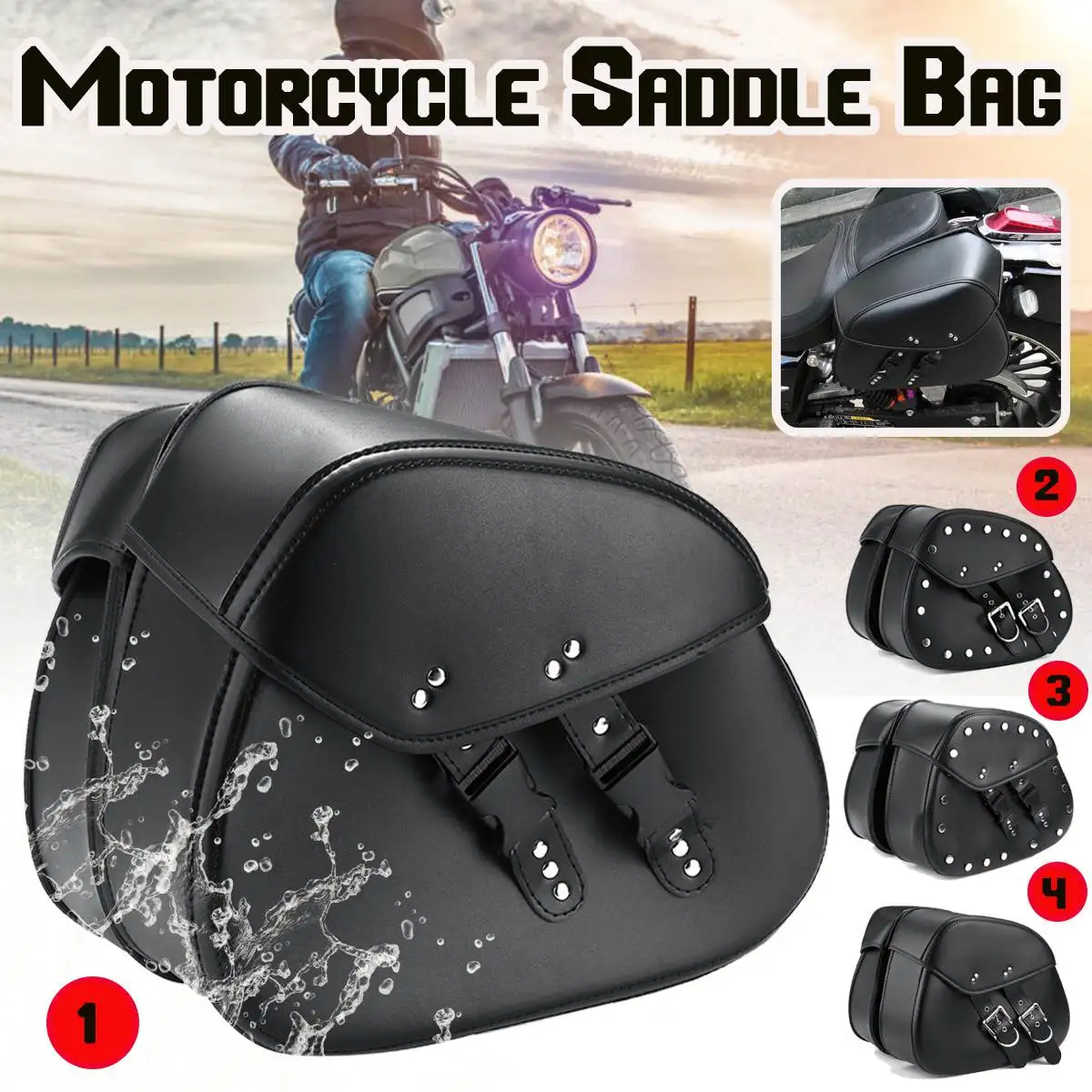 

Пара универсальных черных мотоциклетных сумок из искусственной кожи для хранения инструментов, седельные сумки для Honda/Yamaha/Suzuki