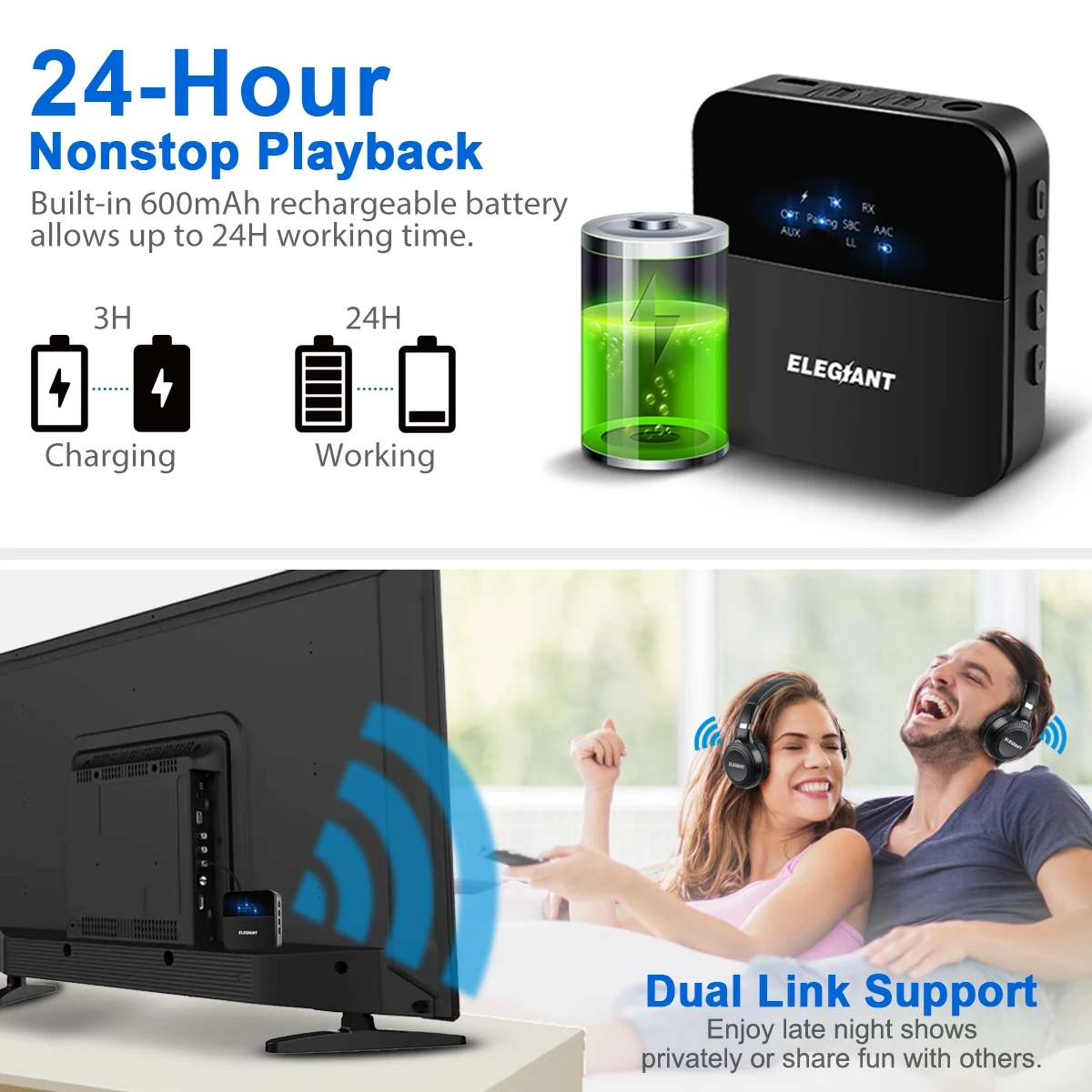 ELEGIANT 3,5 мм 2RCA HD bluetooth 5,0 аудио передатчик приемник беспроводной адаптер/AUX/LL/HiFi для наушников автомобиля