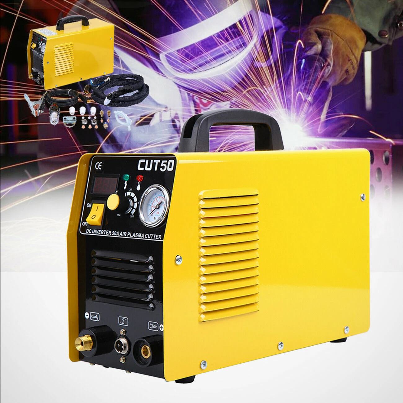 

Honhill Plasma Cutter Torch DC220V 50A Air Plasma Cutting Machine Digital Inverter CUT50 clean cutting thickness 12mm