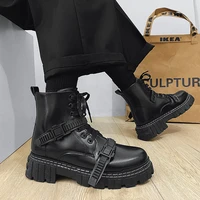 black mens boots autumn winter shoes men platform ankle boots fashion casual leather boots men motorcycle tooling boots