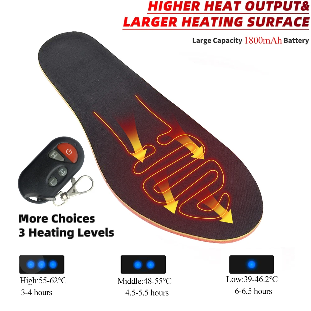 

Стельки с подогревом 1800 мАч, USB-зарядка, умный пульт дистанционного управления, электрическая стелька с подогревом, можно разрезать ногу, ст...