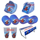 81 шт., на тему Человека-паука одноразовая посуда, бумажная тарелка для детского дня рождения + стакан + салфетка + подарочные пакеты + скатерть