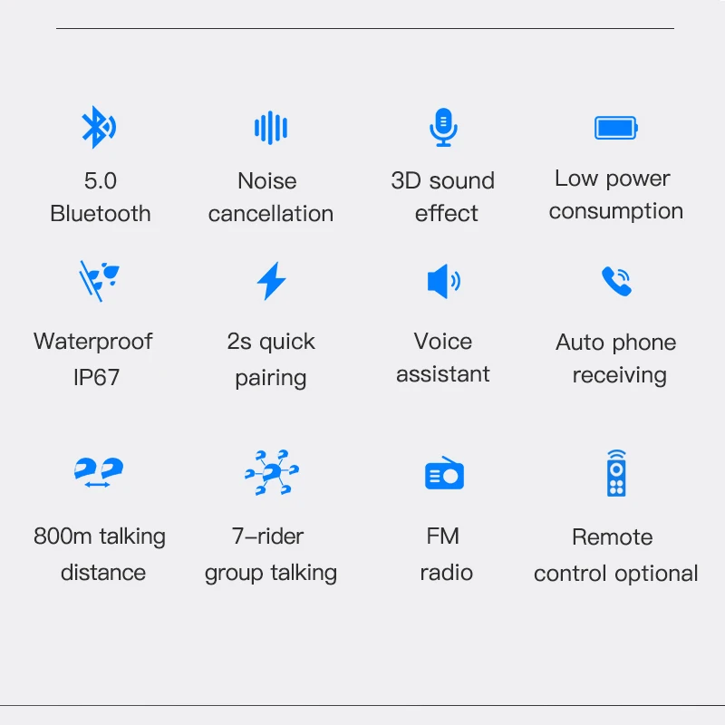 Bluetooth-гарнитура для мотоциклетного шлема до 7 водителей | Автомобили и мотоциклы