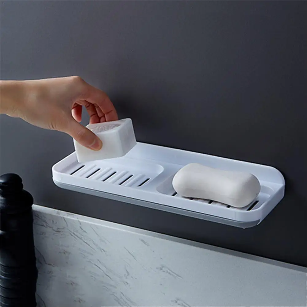 Двойной ящик с сеткой без дырочек для мыльницы настенный двухслойный сливной