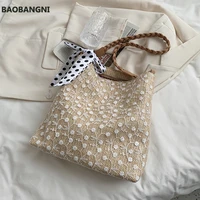 lace flowers small straw rattan crossbody bags for women summer ladies trend sweet shoulder handbags travel beach purses