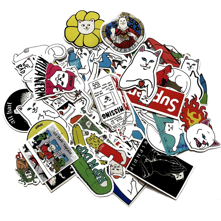 50 шт. Горячая булавка средний палец кошка граффити ripndipp водонепроницаемый стикер