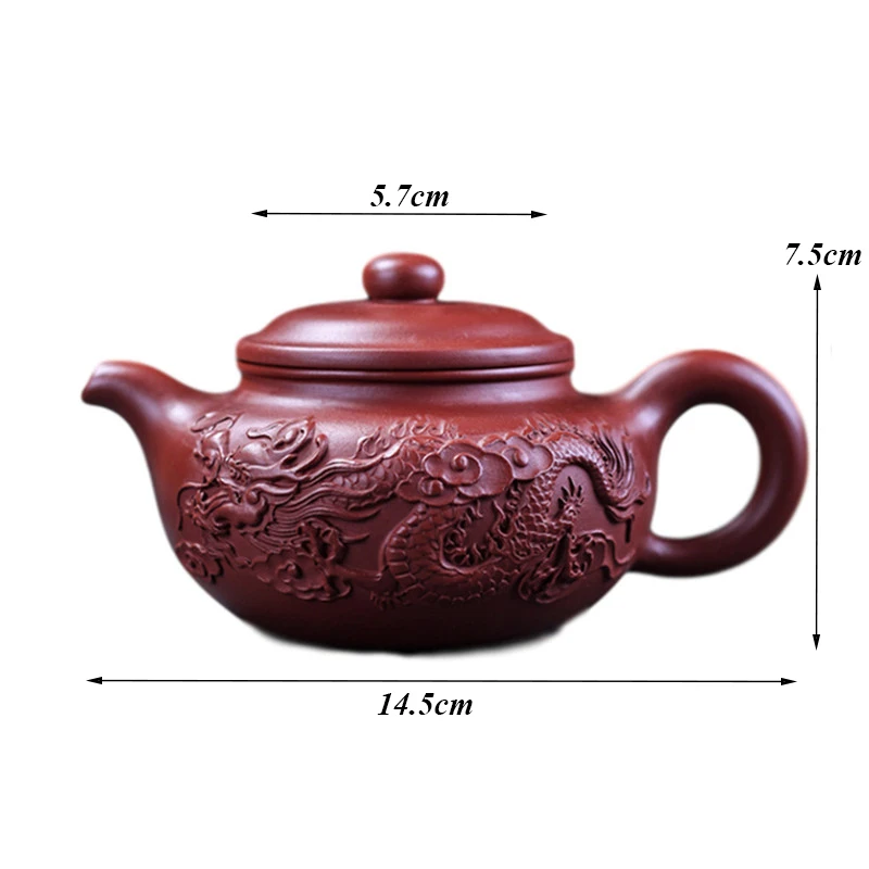 Исин фиолетовый глиняный подлинные тиснением чайник с драконом со шпилькой