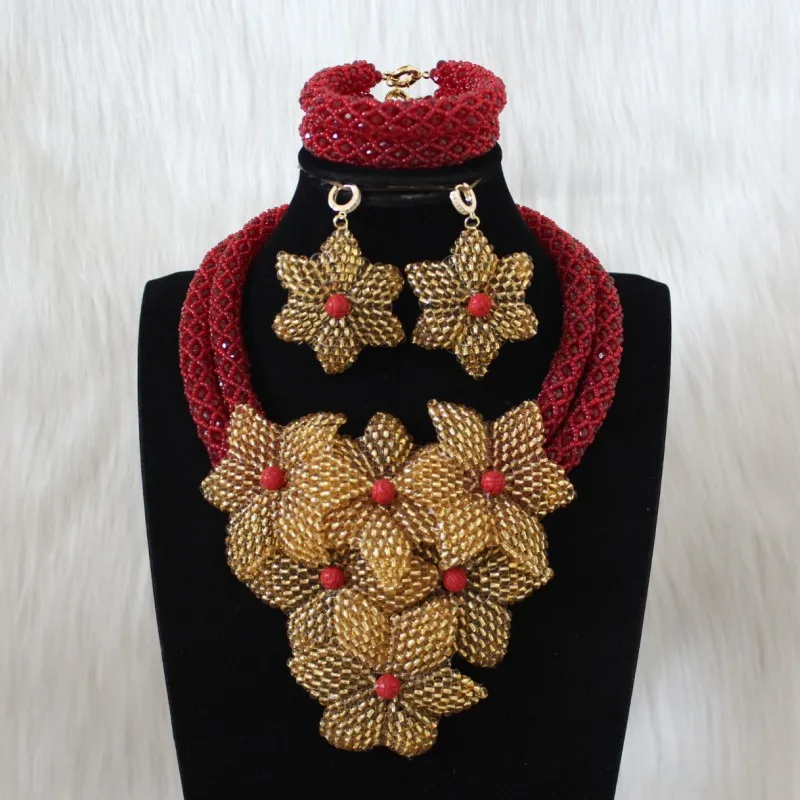 Dudo роскошный комплект ювелирных изделий из красного и золотого Дубая набор