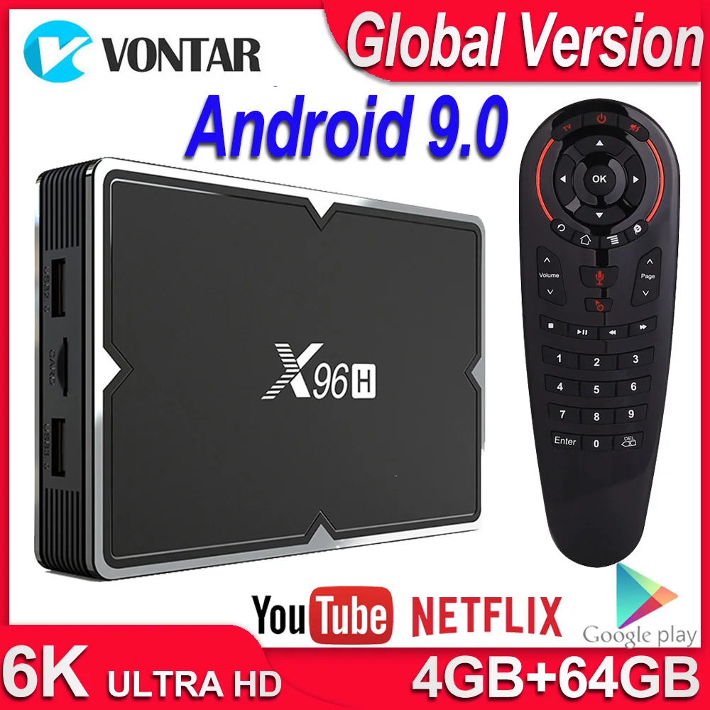ТВ-приставка X96H с Android 9 0 смарт-ТВ 4 Гб ОЗУ 64 ГБ четырехъядерный процессор Двойной