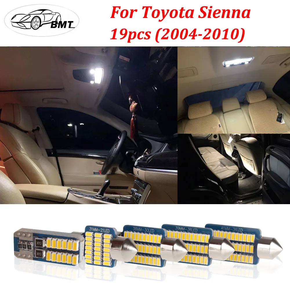 BMT 19Pcs Canbus No Errore White Warm LED Car Interior Light Package Kit + Tool for 2004 - 2008 2009 2010 Toyota Sienna | Автомобили и