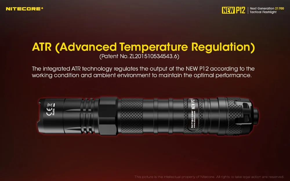 NITECORE, новинка, P12, тактический флэш-светильник, XP-L, HD, V6, Макс., 1200 люмен, луч, бросок, 238 м, уличный фонарь для сотрудников полиции, поисковый светильник