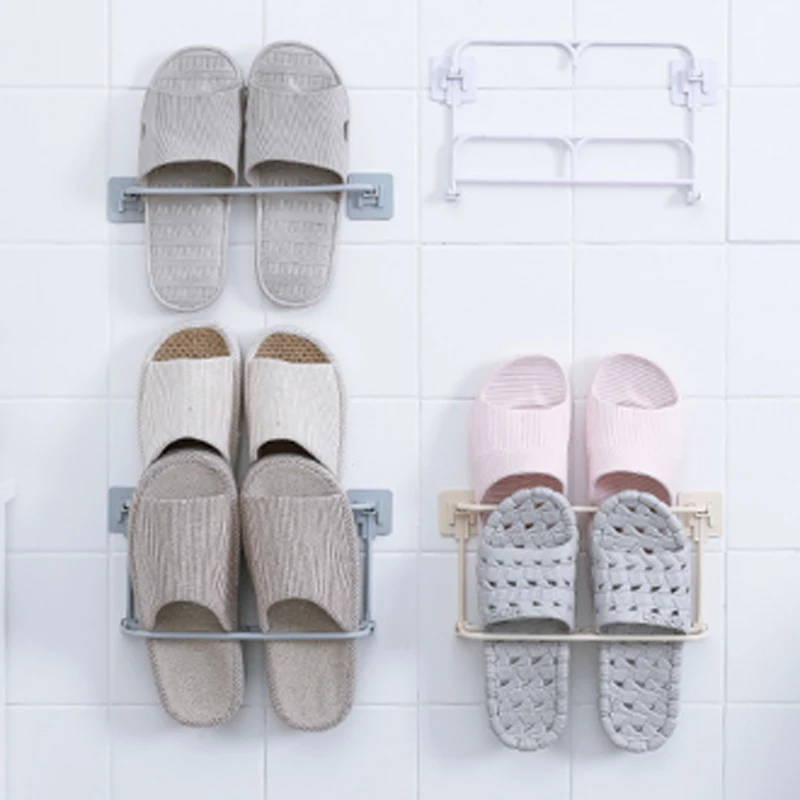

Adhesive Slippers Storage Rack Household Stereo Shoes Storage Rack For Room Moisture-proof Combinable Shoe Rack For Bathroom