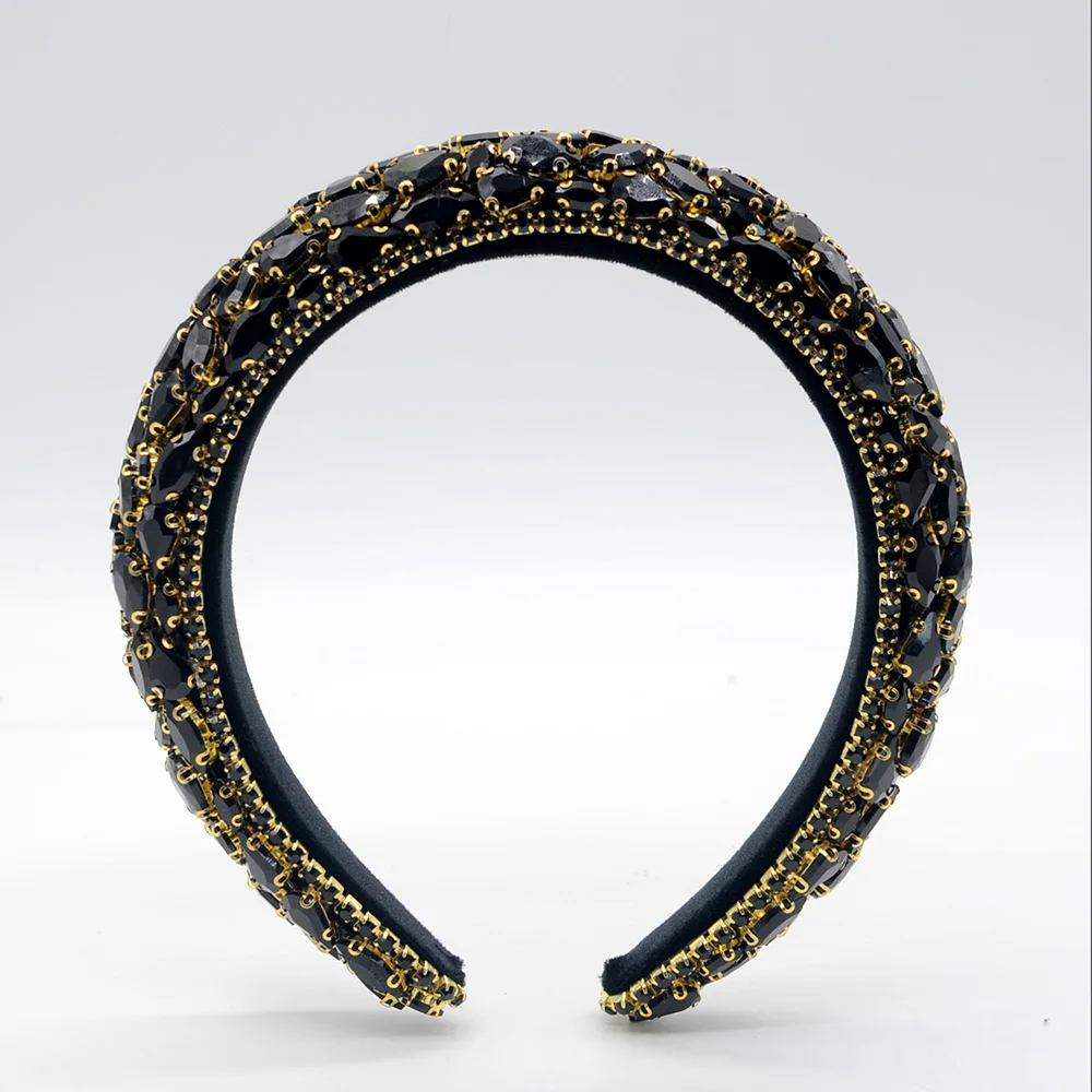 

Fashion Rhinestone Headbands For Women Thick Sponge Wide Crystal Diamond Hairband Luxury Headwear Girl's Hair Accessories
