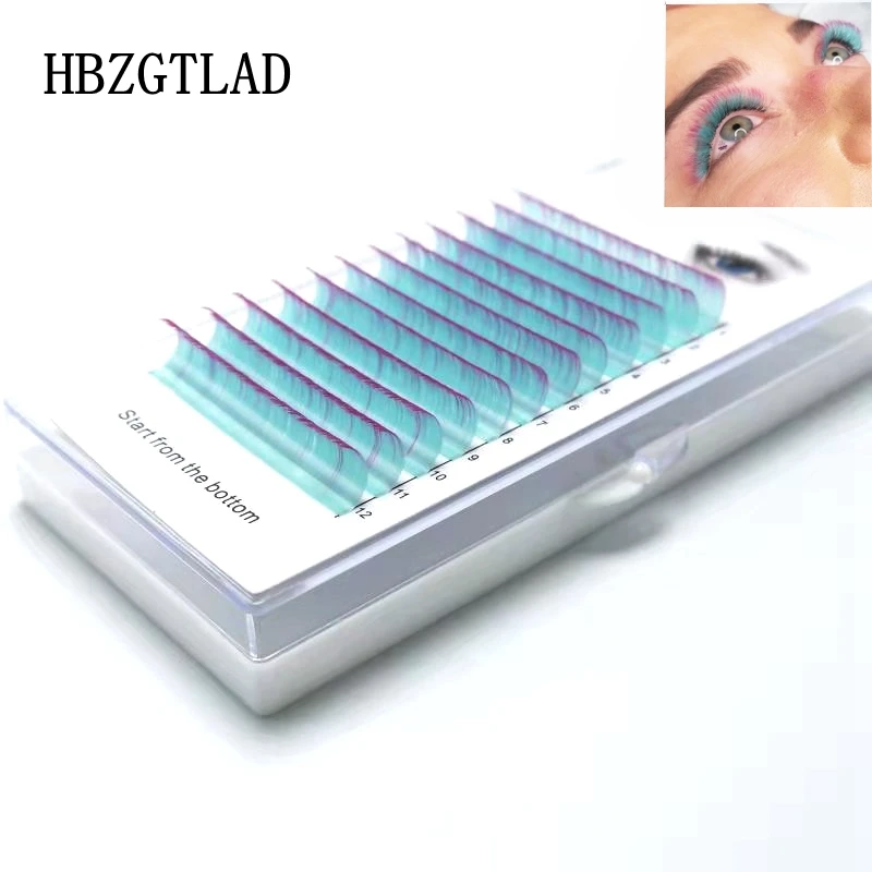 HBZGTLAD Новые C/D 8 15 мм накладные ресницы градиентные водные синие + розовые красные