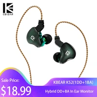 kbear ks2 hybrid ddba in ear monitor earphone 0 78mmtfz earbuds hifi sports running headphone wired headset kbear st1 ks1 lark