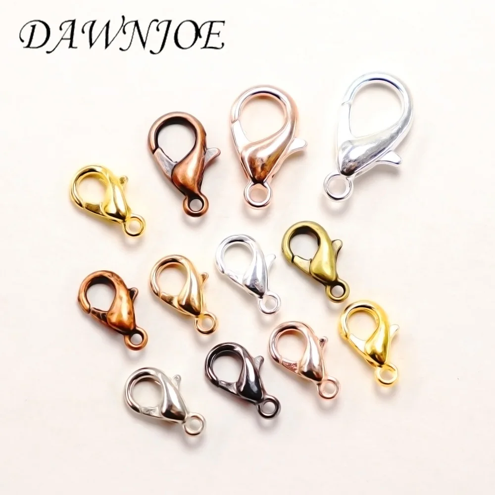 

50pcs 10/12/14/16mm 8 color Gold Lobster Clasps DIY Jewelry Making Necklace Closure Connector Bracelet Lobster buckle Finding