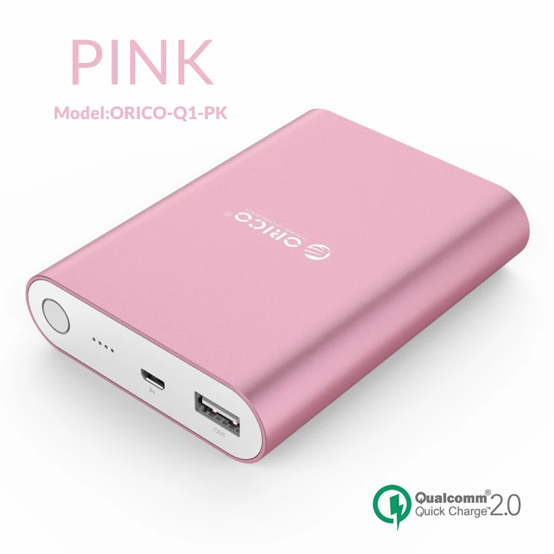 Pink Q1-PK ORICO 10400mah power Bank QC2.0 портативный внешний аккумулятор быстрая зарядка для samsung Xiaomi huawei - Цвет: Pink Q1-PK