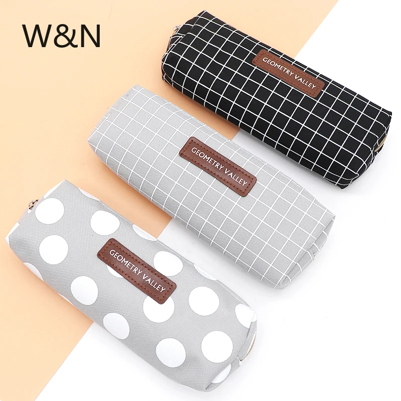 Черный пенал простая клетка однотонный школьный чехол карандаш в горошек для