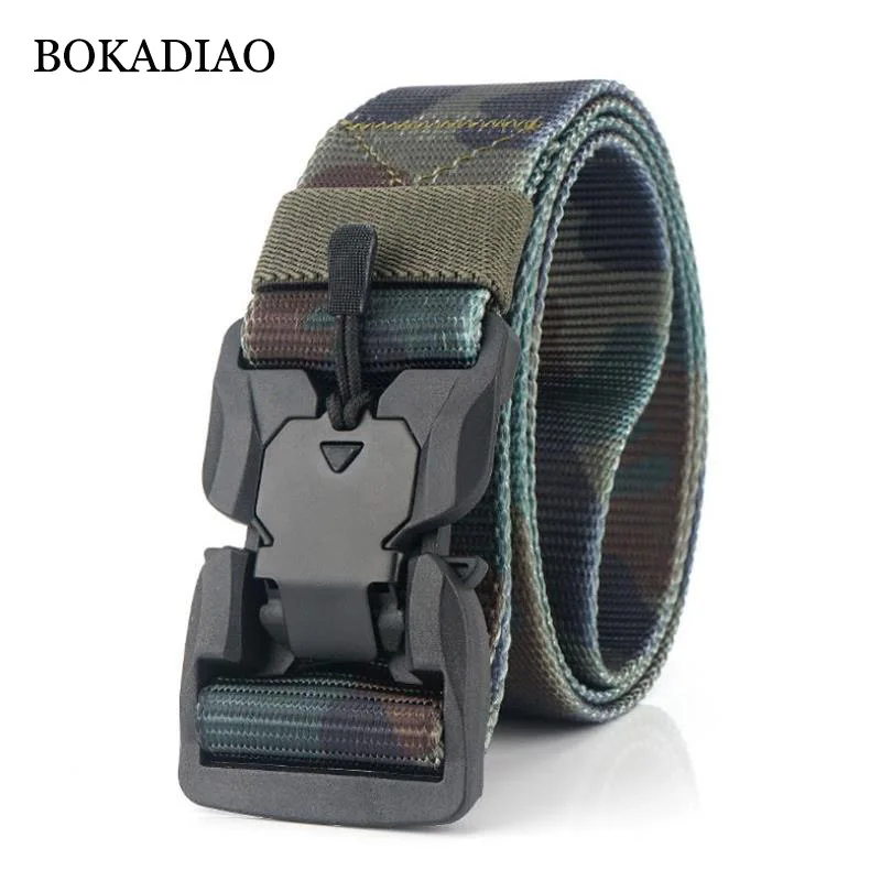 Армейский брезентовый мужской ремень BOKADIAO с магнитной пряжкой тактические ремни