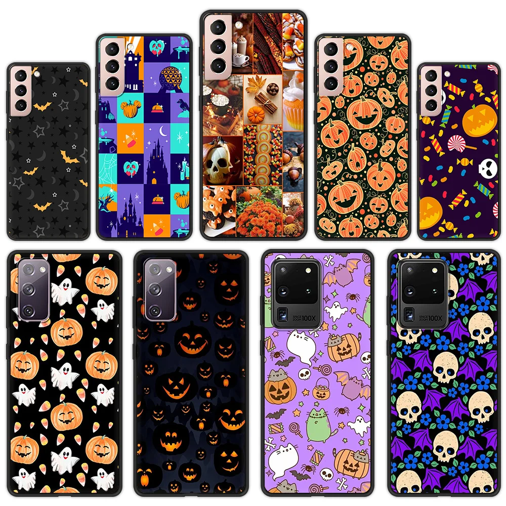 

Halloween Magic Pumpkin Phone Case For Samsung Galaxy S21 Ultra S20 FE S10 S9 Plus S10E S8 Note 20 10 Lite Silicone Black Cover