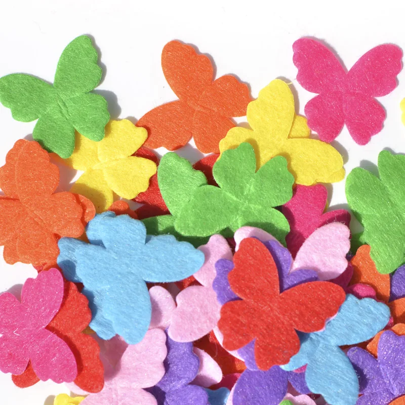 60 Stück Stoffflicken in verschiedenen Farben, Schmetterlingsfilz-Applikation für Bastelarbeiten/Kleidung, DIY-Scrapbooking-Zubehör – Detail 3