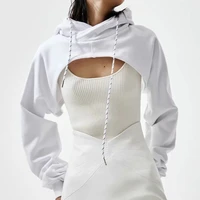 za women summer new sexy fashion super short hoodie hiohop drawstring long sleeves open chest easy tops ropa mujer clothes