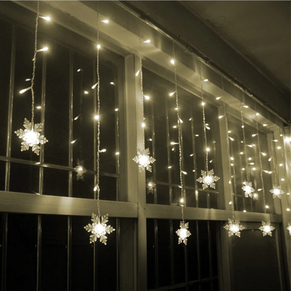 

3.5x0.5/0.7m LED String Fairy Lights 16 Snowflake Lamp New Year Garden Navidad Christmas Wedding Party Decoration cortina de led