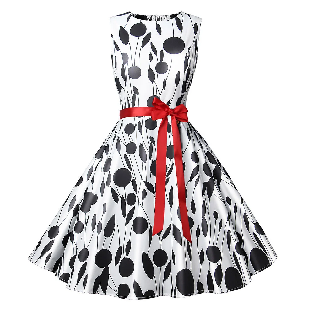 

Women's 2021 Autumn New Printed Dress Big Swing Dress Belt 401