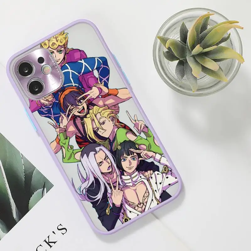 

Jojo Anime Bizarre Adventure Phone Case purple matte transparent For iPhone 7 8 x xs xr 11 12 pro plus max mini Clear Funda