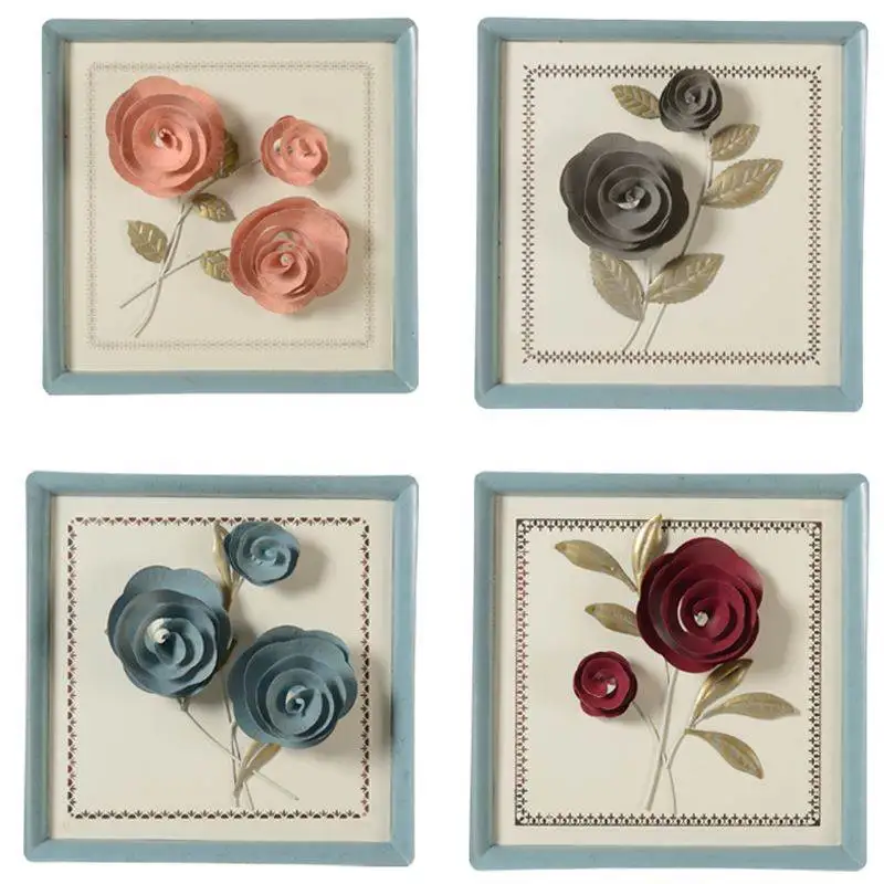 

Pastorale Rose Wrought Iron Wall Hanging Mural Crafts Home Wall Sticker Livingroom Background Sofa Ornament Art Decor R2376