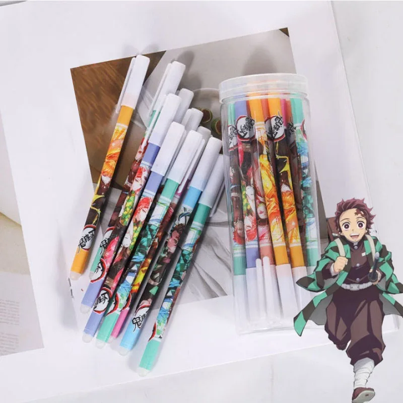 

4Pcs/Set Anime Demon Slayer Erasable Pen Kawaii Gel Pens 0.5mm Black Blue ink for Kids Gift School Supplies Stationery