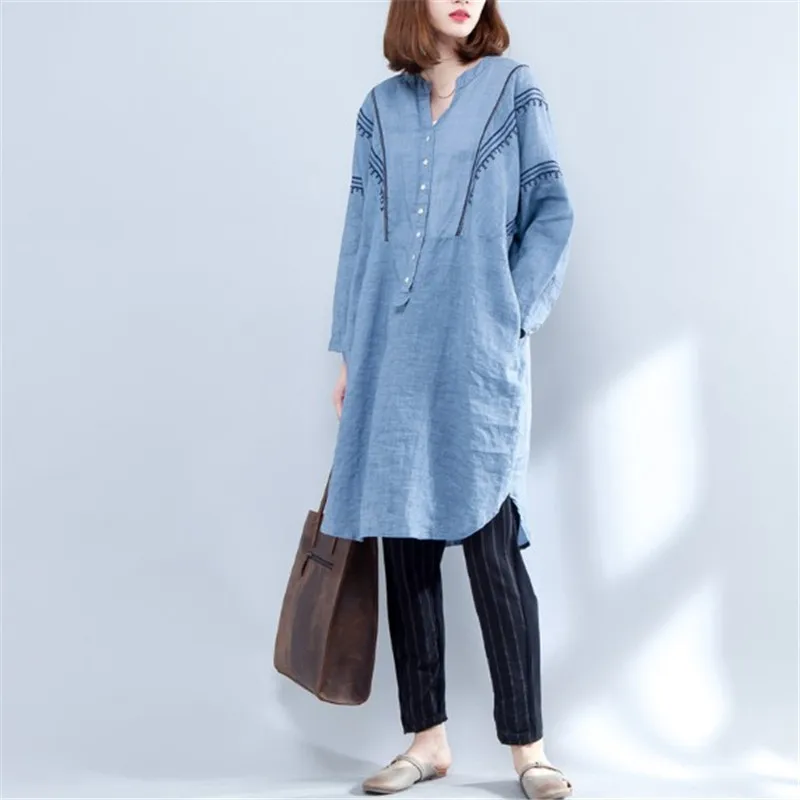 Новые модные блузки для женщин Длинная Верхняя одежда 2021 оверсайз из хлопка и