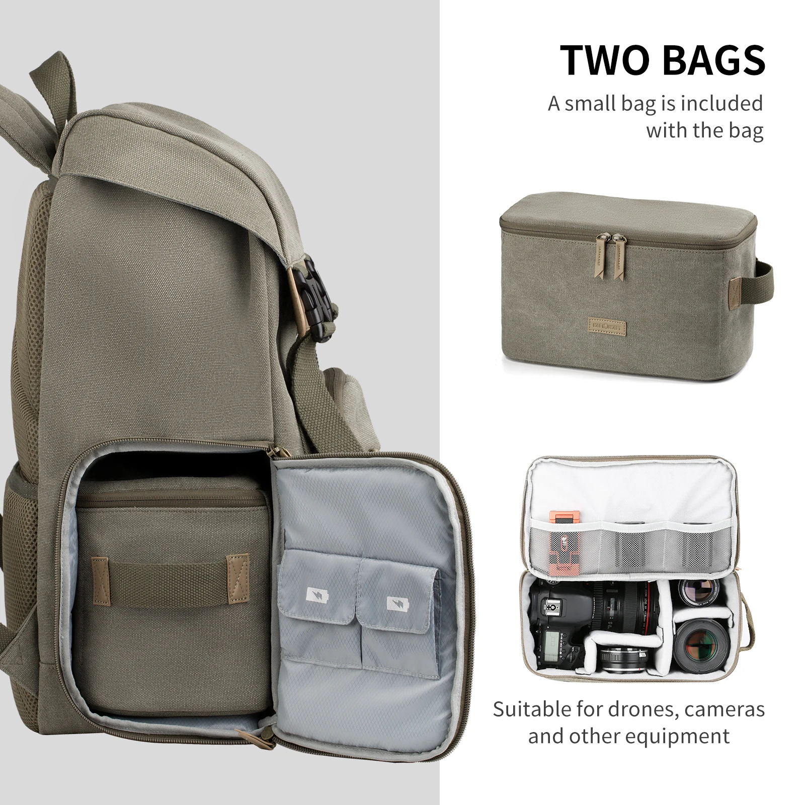 kf concept kf13 122 large camera backpack waterproof travel bag with small handbag rain cover for dslr lens battery tripod free global shipping