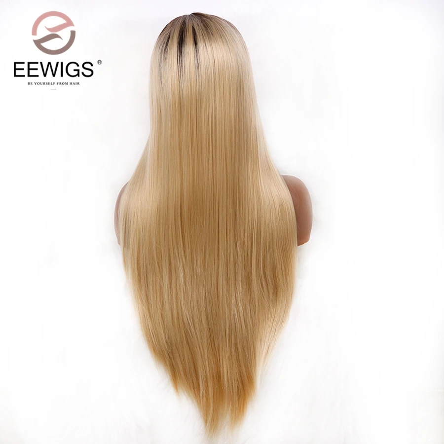 EEWIGS розовый парик Платиновый светлый синтетический на сетке спереди с короткими