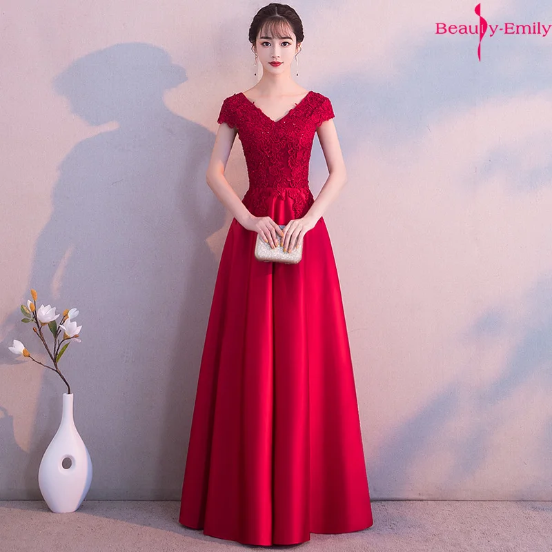 Красота Эмили 2019 v образная горловина вечернее платья длинная Плиссированная