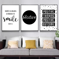 black and white quote words home decor wall art paintings english smile positive letters nordic poster and prints canvas picture
