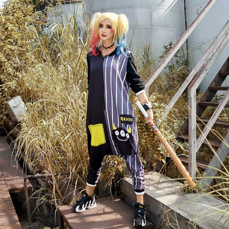 Комбинезон женский в стиле Харадзюку с принтом чудовища свободного покроя со