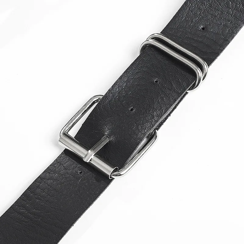 

Fashion Women Gothic Punk Waist Belt Chain Metal Circle Ring Design Silver Pin Buckle Leather Black Waistband Jeans Waist Belts