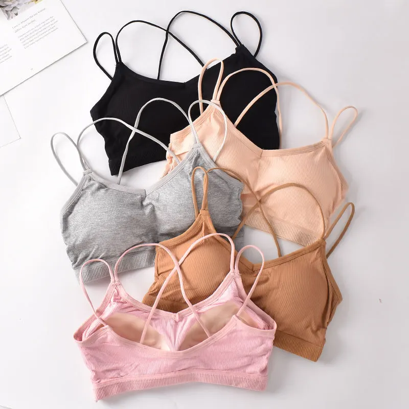 

Women Sexy Tube Top Fitness Thin Shoulder Strap Sports Underwear Female Anti-light Shockproof Push Up Bra