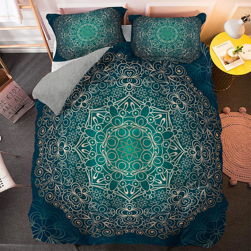 Комплект постельного белья из 3 предметов с красочной мандалой | Дом и сад