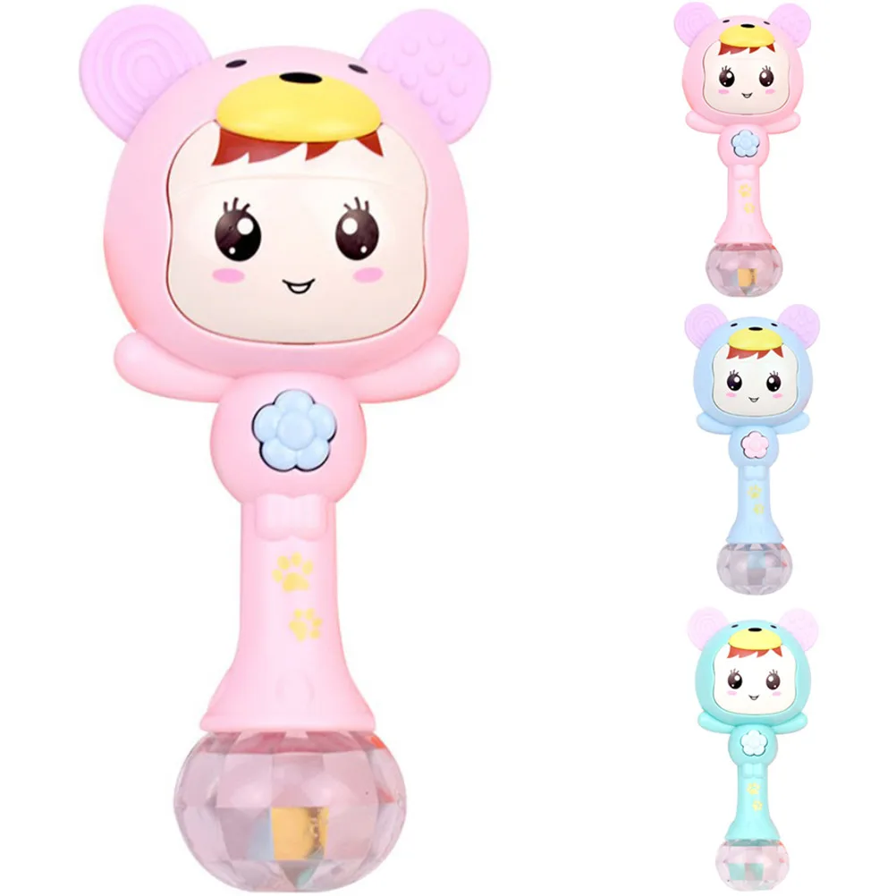 3 цвета детская погремушка музыкальный песок молоток игрушка мигающий пазл для