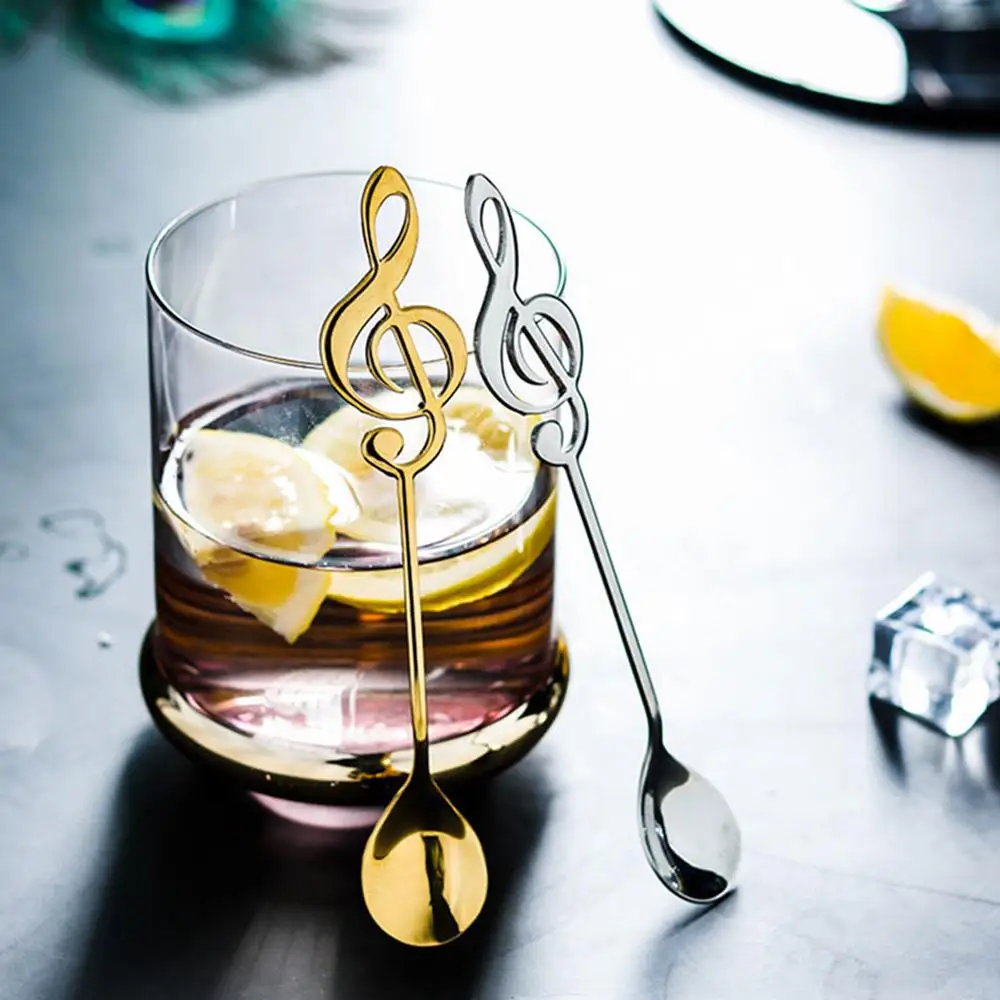 7 шт./4 шт. Рождественская ложка из нержавеющей стали с музыкальными нотами чайные